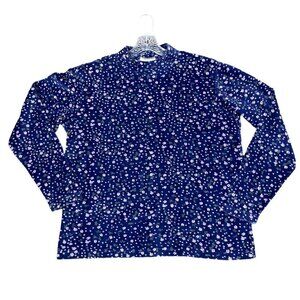 Vintage Northern Reflections Purple Velvet lilac floral mock neck sweater Size M